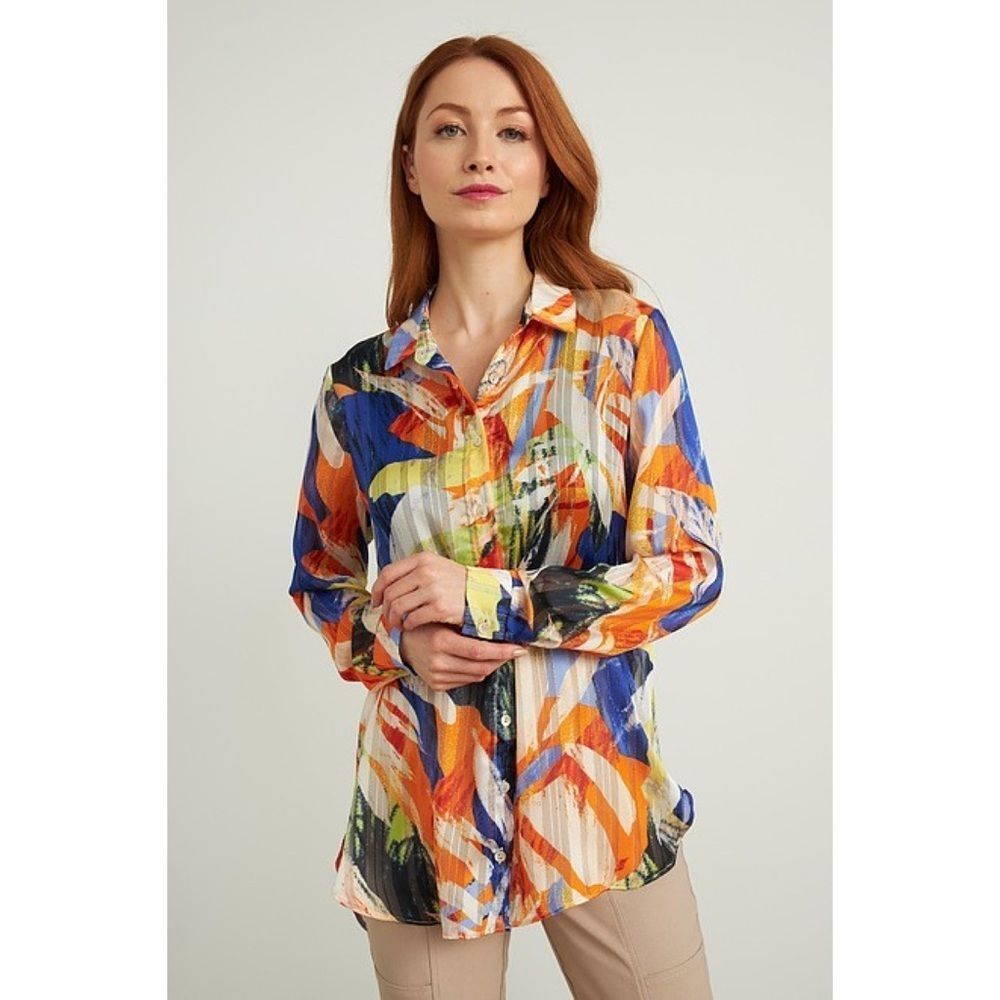 💖 Joseph Ribkoff Multi Floral Long Sleeve Button Down Blouse​​